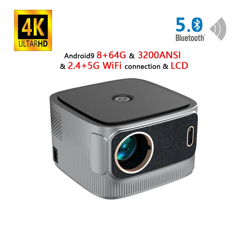 LCD 4K   ڵ Ȩ þͿ, 3200 ANSI  Ǯ HD HDR10 +, 8 + 64G TV Ƽ 1080P ó׸ ޴ 